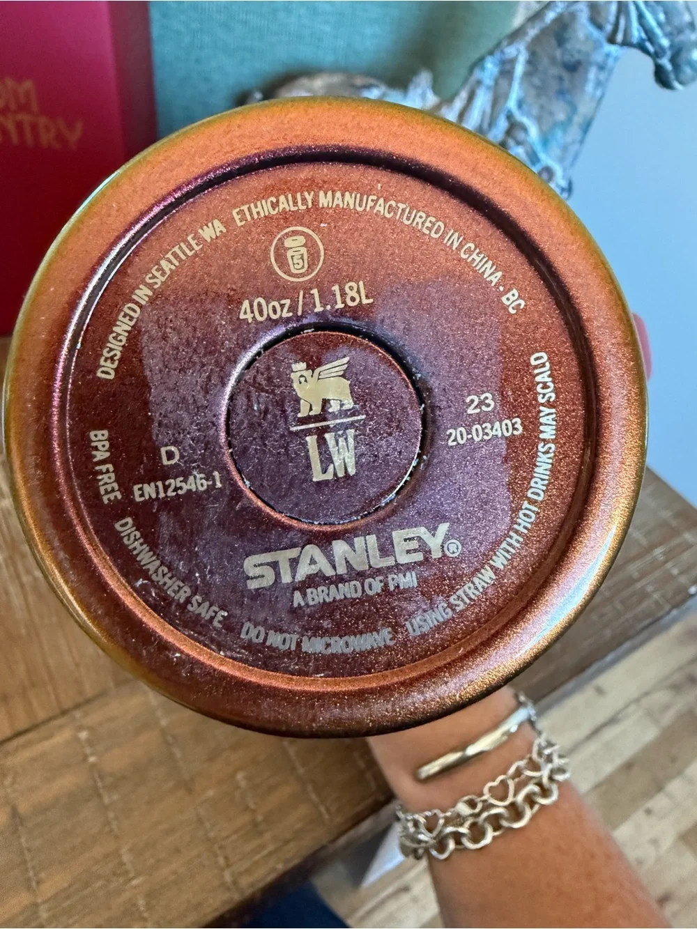 40 ozStanley Bell Bottom Country Metallic Travel Mug - Rose Handle Laney Wilson - Picture 5 of 6